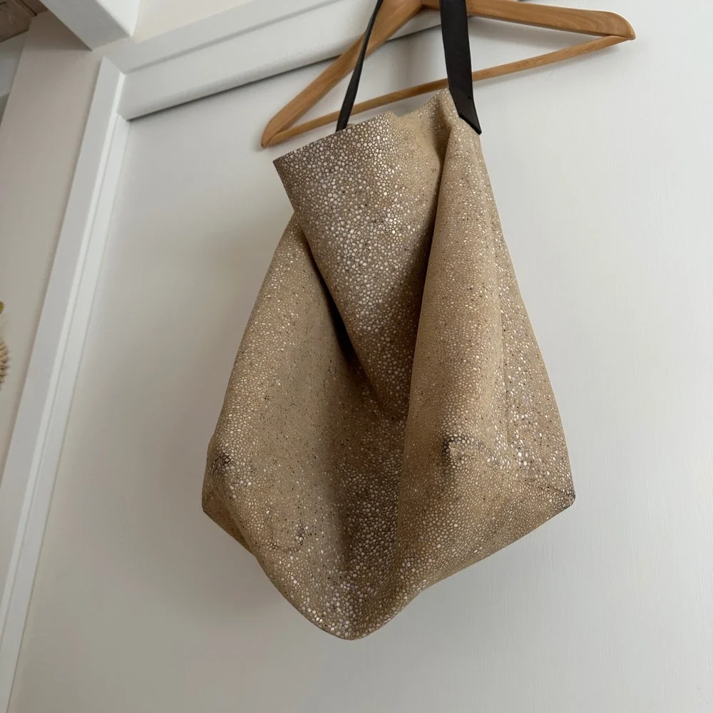 Linde Gallery St Barth Large Tote‎ Bag Tan Speckled Leather